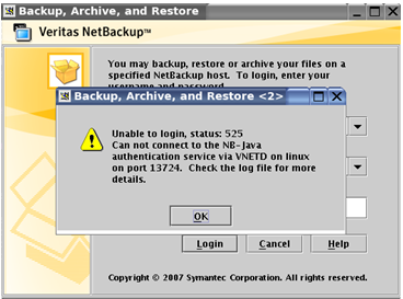 Login to the NetBackup Administration Console Failed and Error Message ...